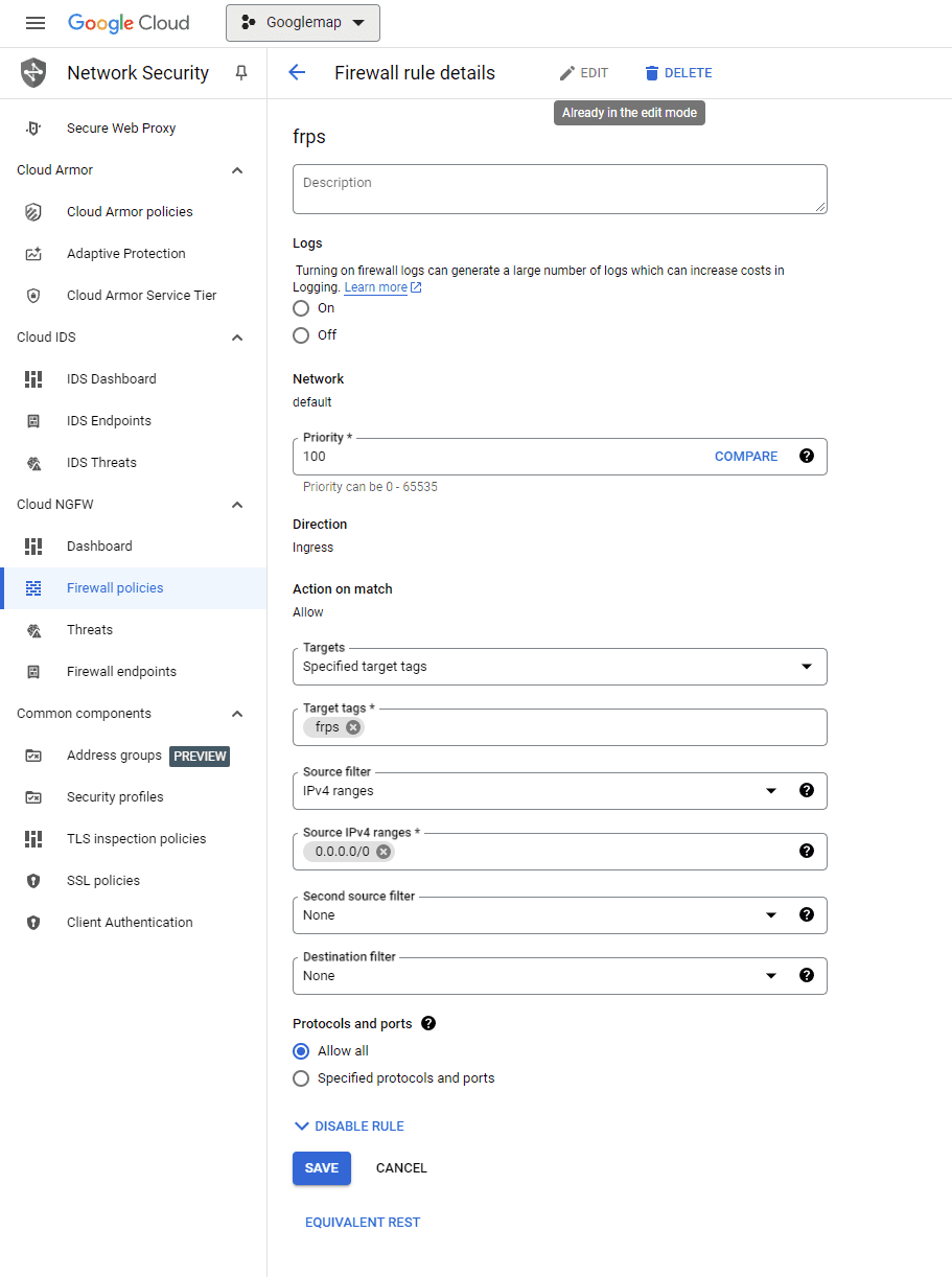 disable gcp firewall